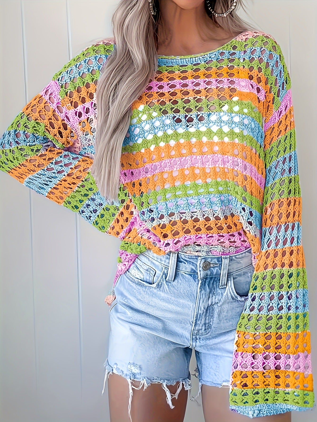 Maglia girocollo a righe